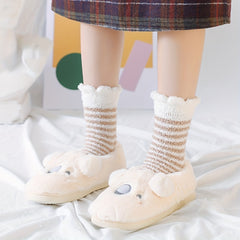 5 Pairs Striped Fuzzy Socks Women's Mid Tube Stockings