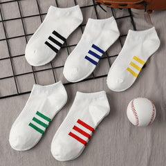 5 Pairs Striped Ankle Socks Soft Lightweight Low Cut Women's Stockings