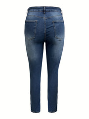  Women's Ripped Paw Patched Skinny Denim Pants