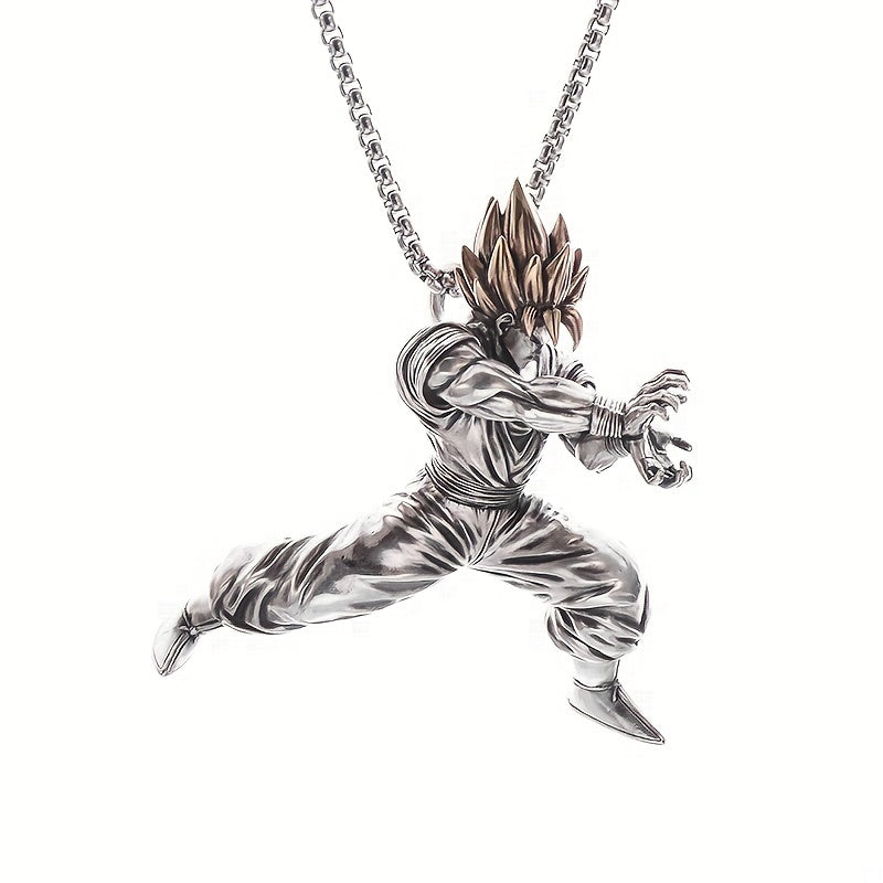Yellow Hair Kung Fu Man Pendant Necklace For Men Kids Anime Exhibition