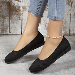 Women's Knit Flat Shoes Slip On Low Top Casual Walking Driving Flats