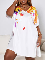  Ink Print V Neck T shirt & Shorts Set
