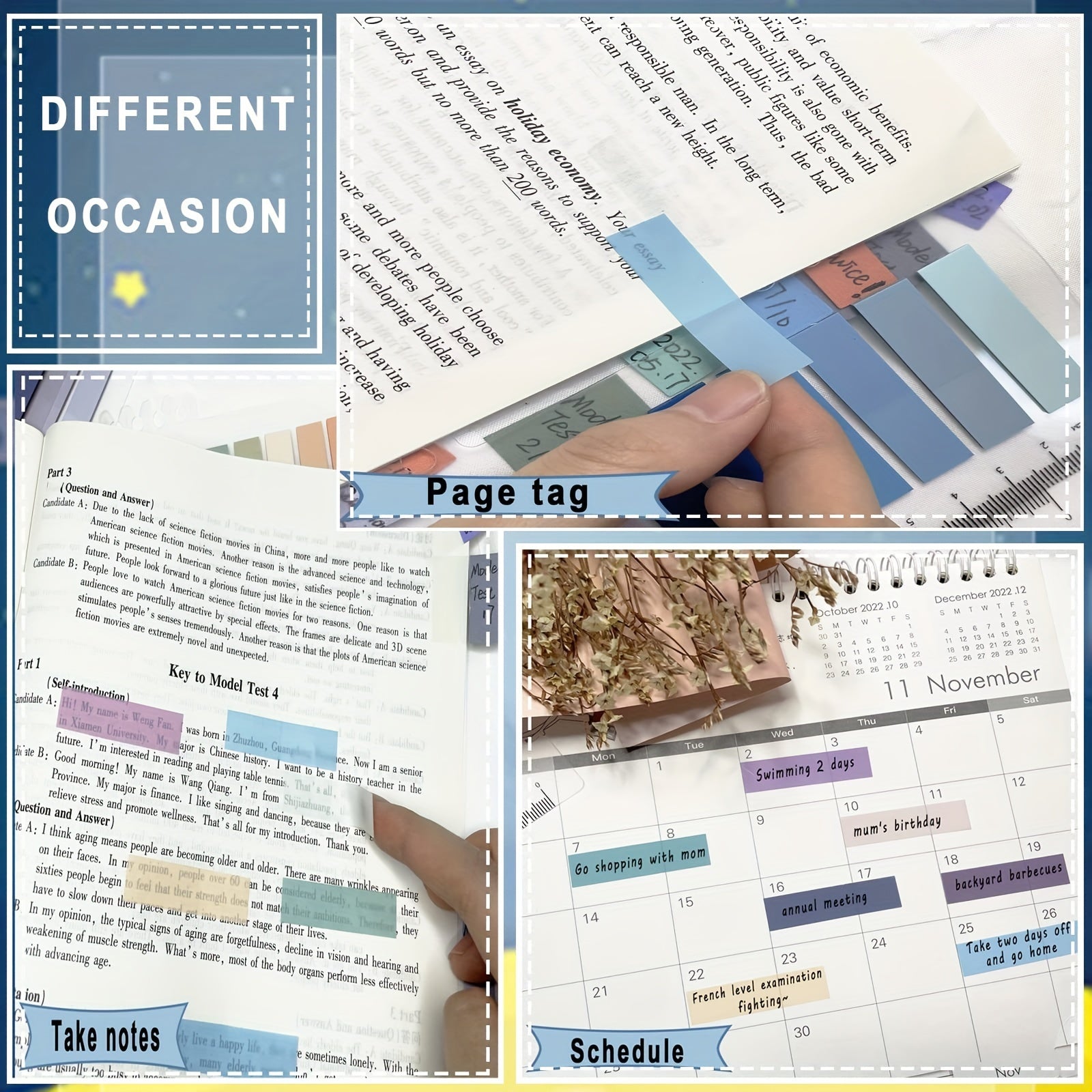 Colorful Book Tabs 1600 Pcs Sticky Tabs