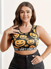  Pumpkin Print Seamless Bralette