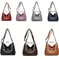 Studded Decor Crossbody Bag Women's Pocket Purse PU Leather Shoulder Bag