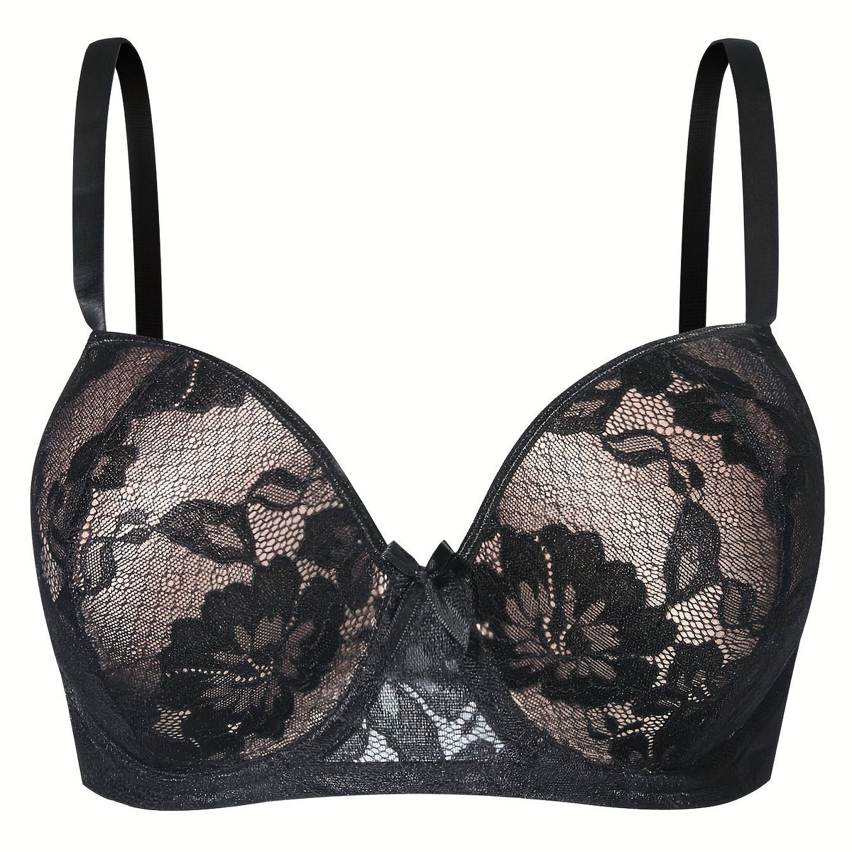 Floral Lace Push Up Padded Bra for Plus Size Women