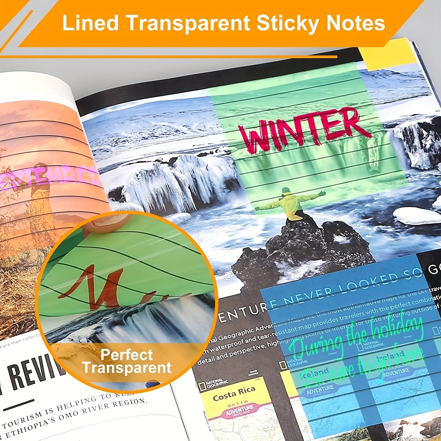 300 Horizontal Line Transparent Sticky Notes Waterproof Stickers