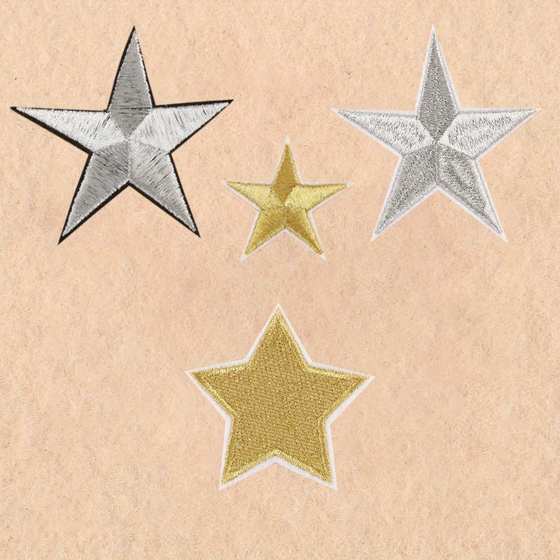 4pcs Pentagram Embroidered Patch Iron On Sticker For Clothing Jacket Pants