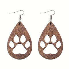 Wood Footprints Earrings Dangle Lightweight Women Girls