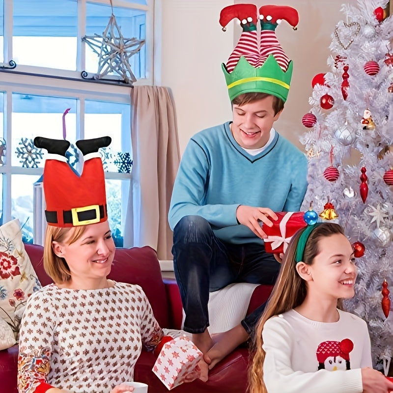 2pcs Funny Upside Down Elf & Clown Christmas Hats Halloween Cosplay Props