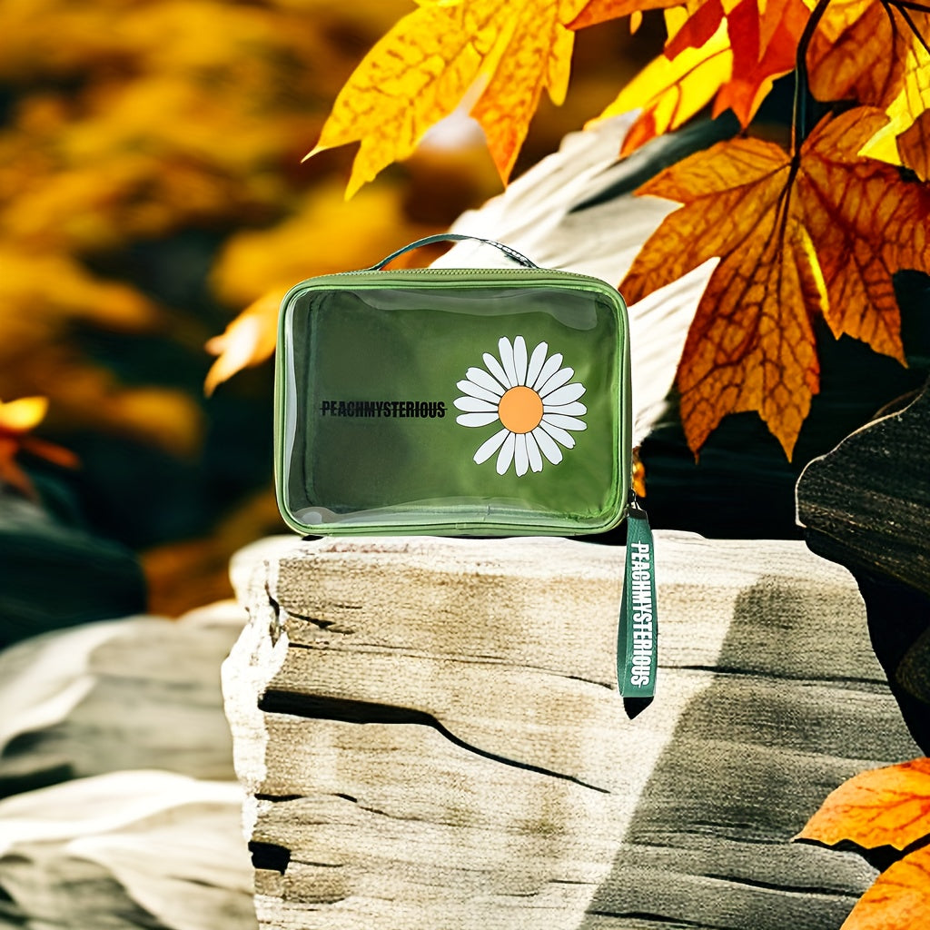 Daisy Printed Waterproof Cosmetic Bag for Outdoor Travel