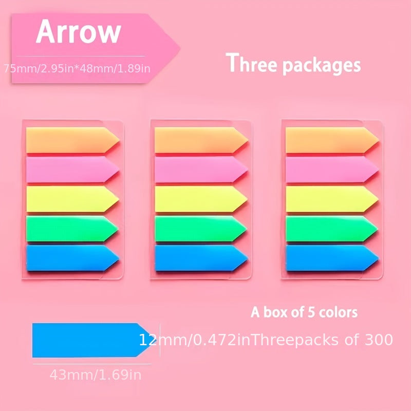 Retro Sticky Notes Index Marker Stickers Fluorescent Strips Student Supplies