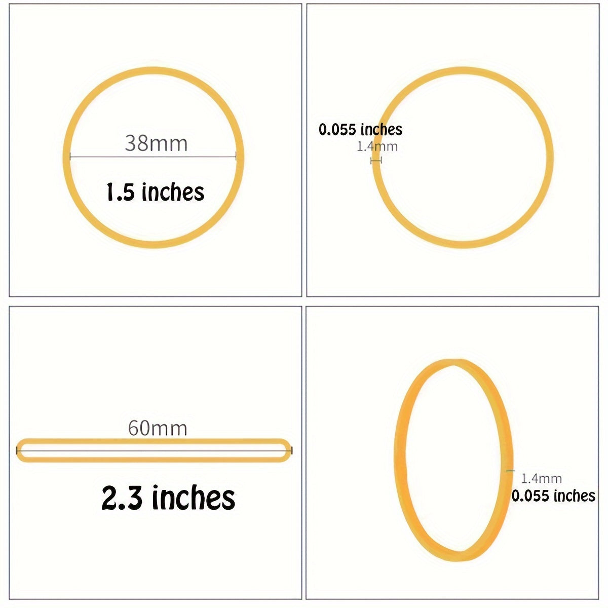2000pcs Rubber Elastic Bands For Hair Home Office Supplies 38mm
