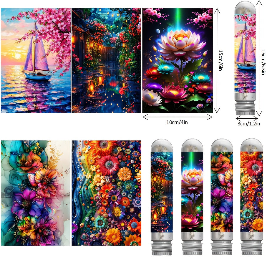 5pcs Adult Mini Test Tube Puzzle Jigsaw Dreamy Colored Flowers