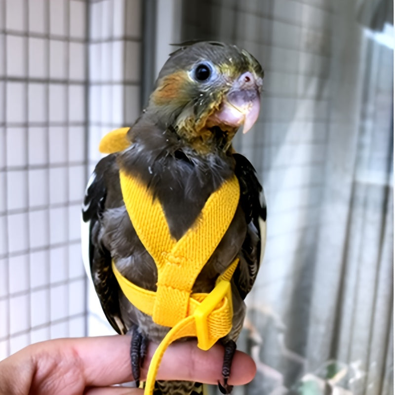 Adjustable Parrot Bird Harness Leash Anti Bite Nylon Rope Wings
