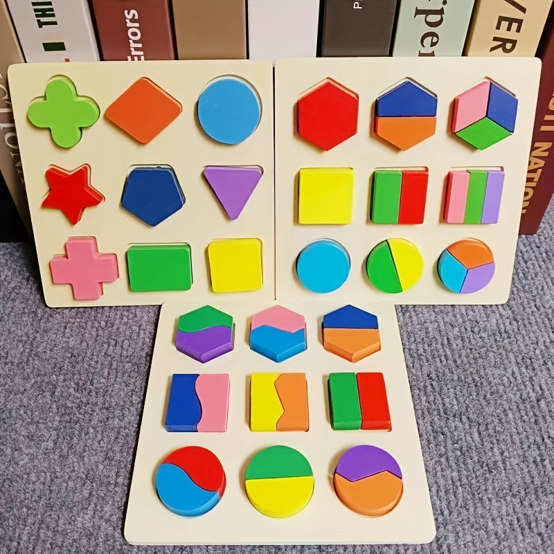 Montessori Educational Puzzle Toys Clock Beading 3D Geometric Boards
