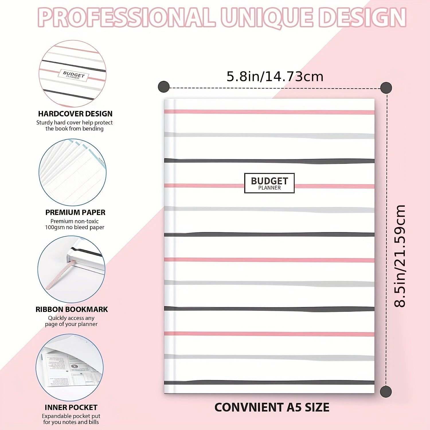Budget Planner Expense Tracker Hardcover Monthly Budget Book