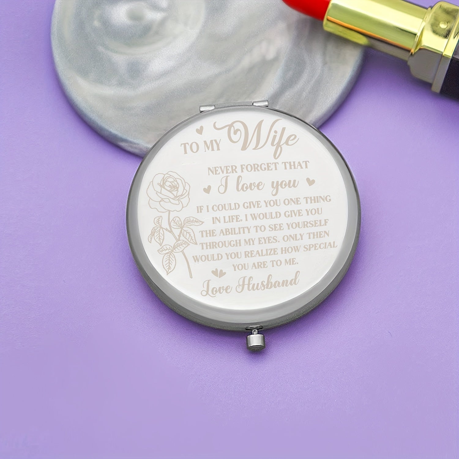 Romantic Compact Mirror for Wife - Mothers Birthday Gift
