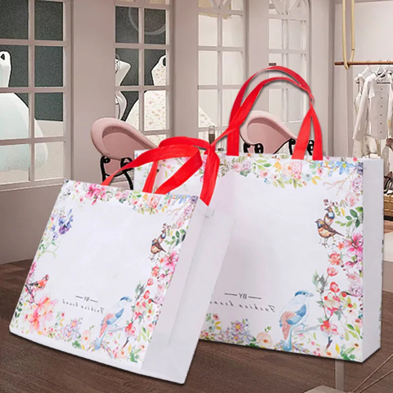 Flower Print Foldable Shopping Bag Reusable Eco Shopper Bag Large
