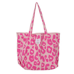 Pink Leopard Shoulder Bag Large Capacity Women's Bag Canvas Bucket Handbag