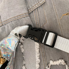 Holographic Fanny Pack Laser PU Waist Bag for Women Travel Beach
