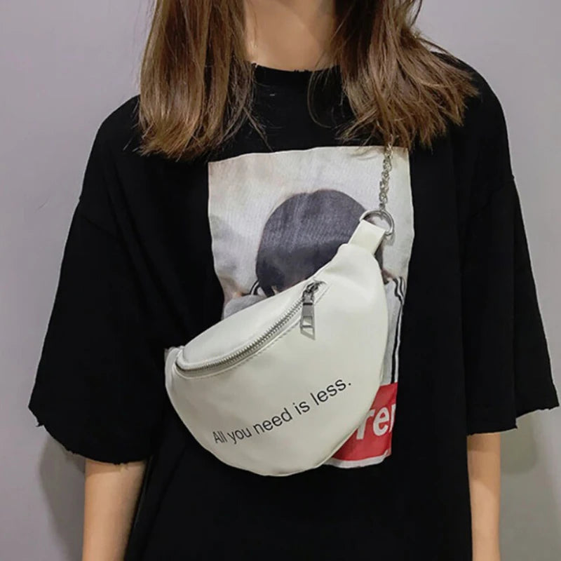 Women Chest Bag Chain Leather Messenger Bag Shoulder Bag Large Capacity