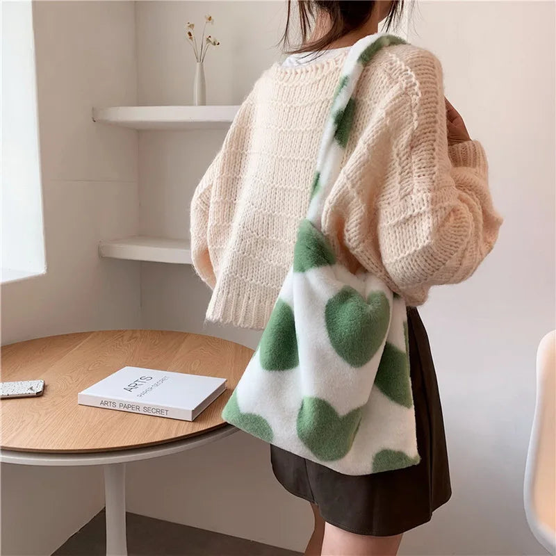 Fluffy Shoulder Bag Top-Handle Bag Female Autumn Winter Handbag Plush Tote