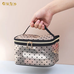 Mesh Cosmetic Bag Portable Zipper Pouch Love Makeup Bags Travel Accessories