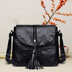 Fashion ladies shoulder bag messenger bag multi-pocket pu leather buckle handbag