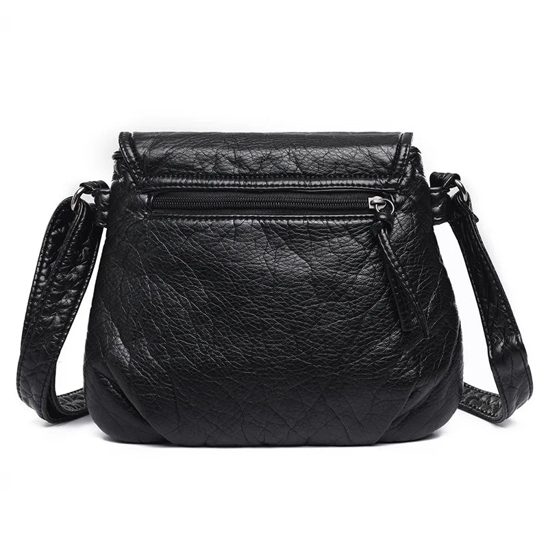 Fashion ladies shoulder bag messenger bag multi-pocket pu leather buckle handbag