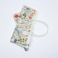 Floral Embroidered Mesh Shoulder Bag Summer Style Eco Shopping Tote