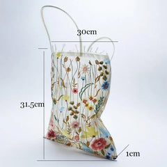 Floral Embroidered Mesh Shoulder Bag Summer Style Eco Shopping Tote