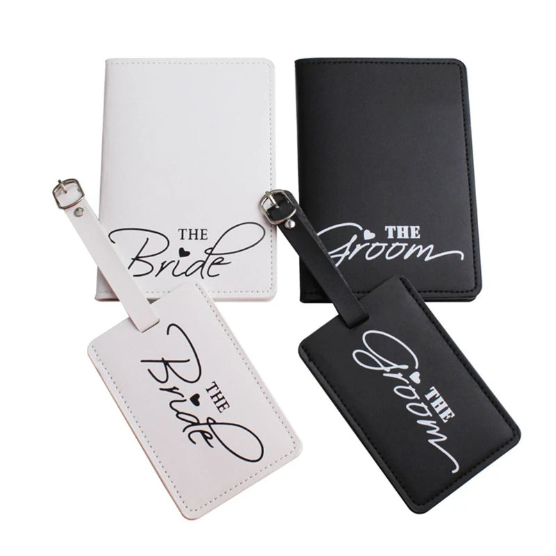 PU Leather Luggage Bag Tag for Couples Honeymoon Travel