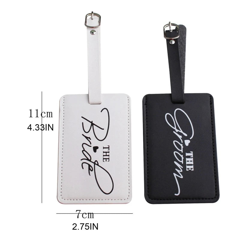 PU Leather Luggage Bag Tag for Couples Honeymoon Travel