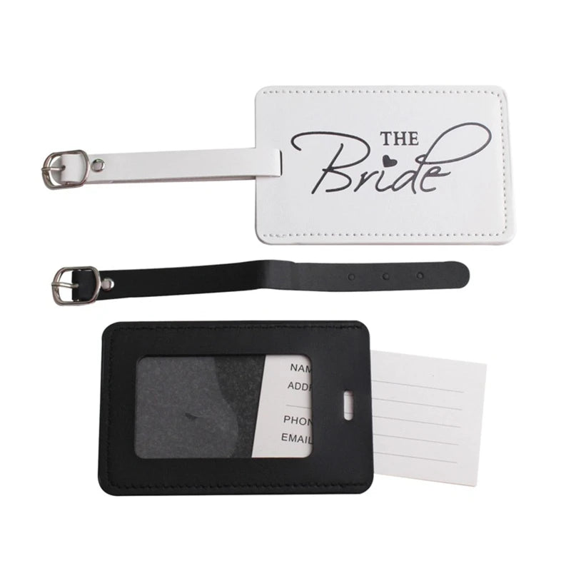 PU Leather Luggage Bag Tag for Couples Honeymoon Travel