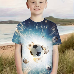 Flying Football 3D T Shirt Kids Short Sleeve Summer Tops