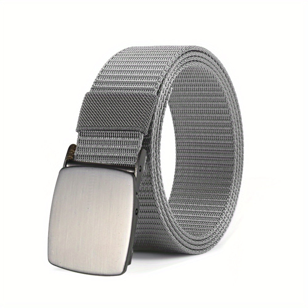 Men's Grey Military Webbing Canvas Waist Belt for Outdoor Sport