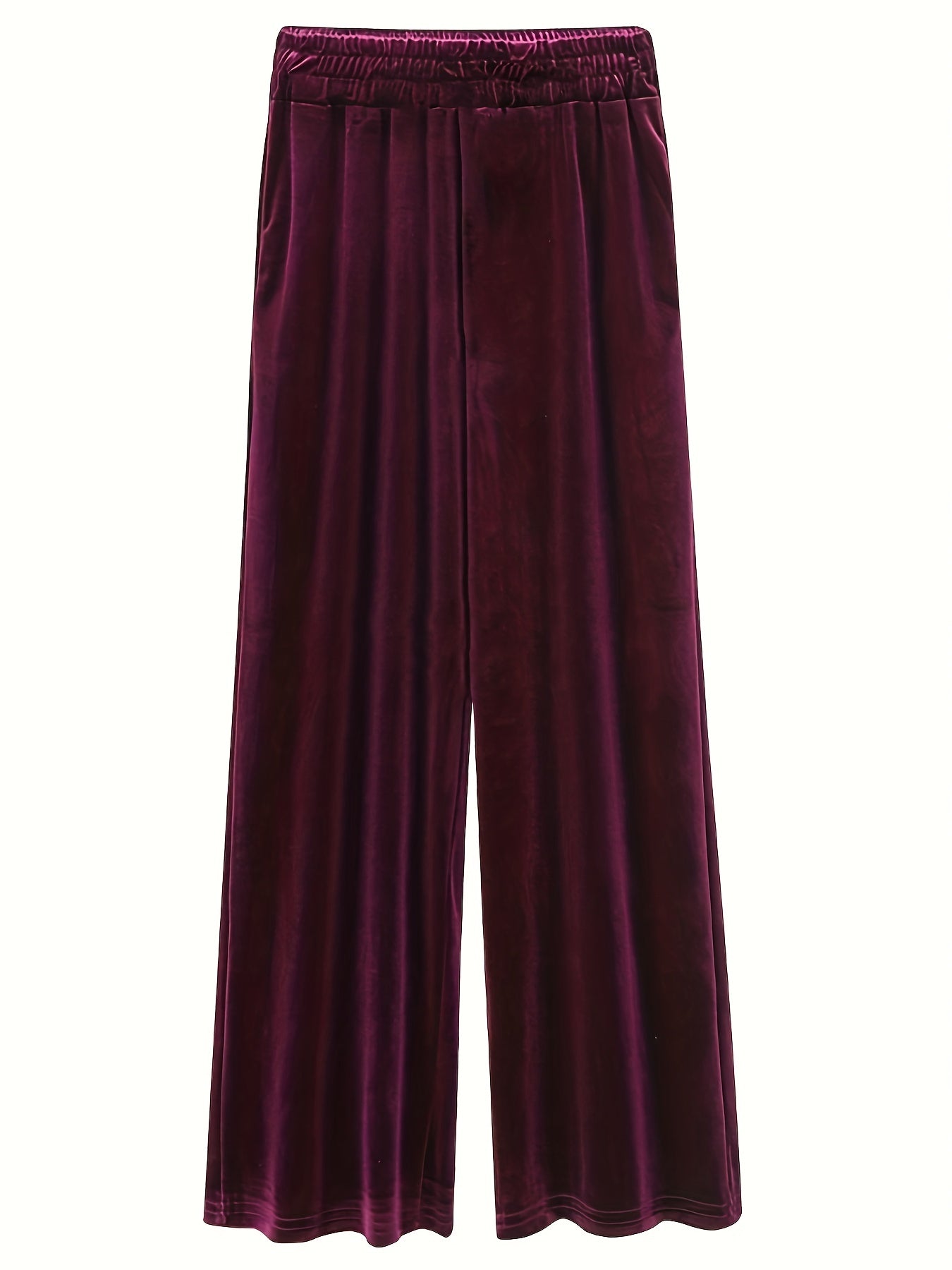  Solid Velvet High Rise Wide Leg Trousers