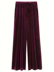  Solid Velvet High Rise Wide Leg Trousers