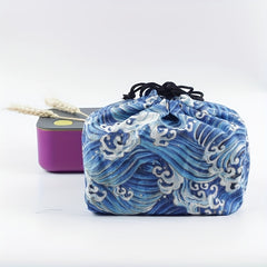 Japanese Style Bento Box Bag Linen Drawstring Lunch Bag