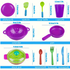 26pcs Toy Kitchen Utensils Set Durable and Safe for Role Playing Games