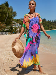  Tie Dye Bat Sleeve Cover Up Dress