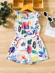 Toddler Girls Graffiti Sleeveless Rompers for Beach Vacation