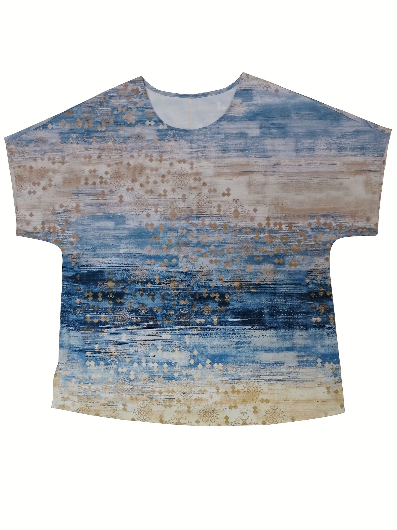  Women's Tie Dye & Geo Print Short Sleeve Blouse