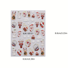 3pcs Christmas Cartoon Nail Stickers Santa Claus Snowflake Decoration Tools