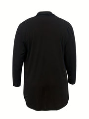  Solid Open Front Cardigan Long Sleeve
