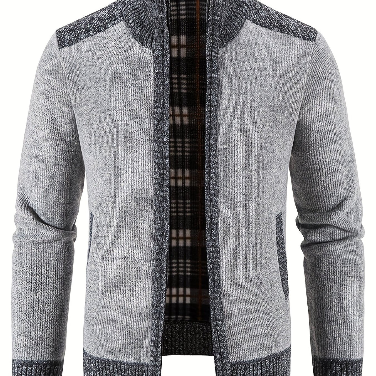 Men's Casual Full Zip Cardigan Knitted Sweater Coat With Pockets