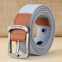 Men's Canvas Belt Pin Buckle Belt Canvas Waistband Outdoor Casual Jeans Belt