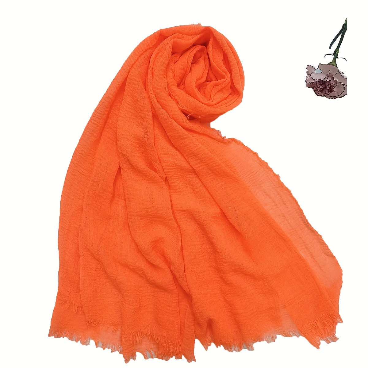 Fluorescent Orange Raw Edge Scarf Beach Sunscreen Shawl