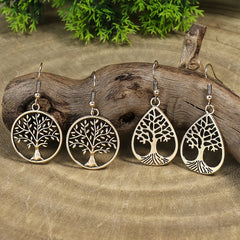 Vintage Silver Tree Of Life Pendant Earrings 2 Pairs Set